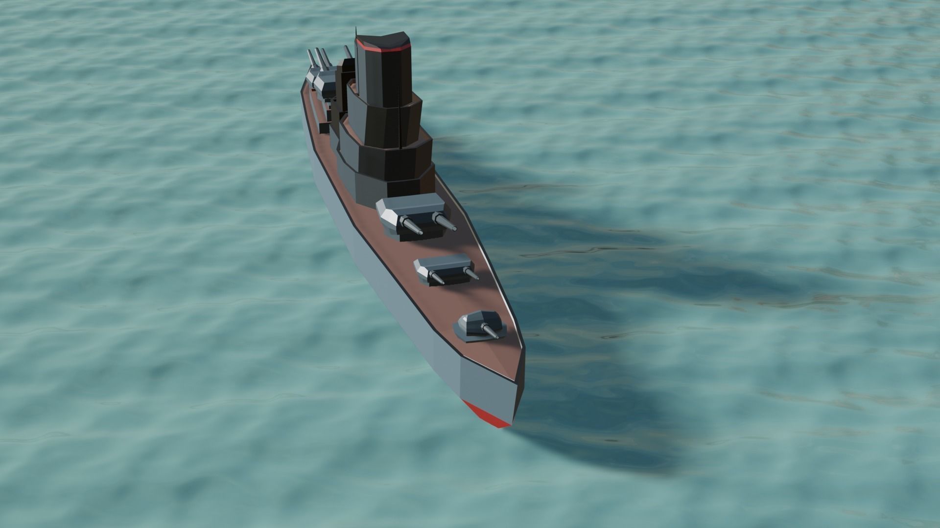 battle ship Low-poly 3D model_5