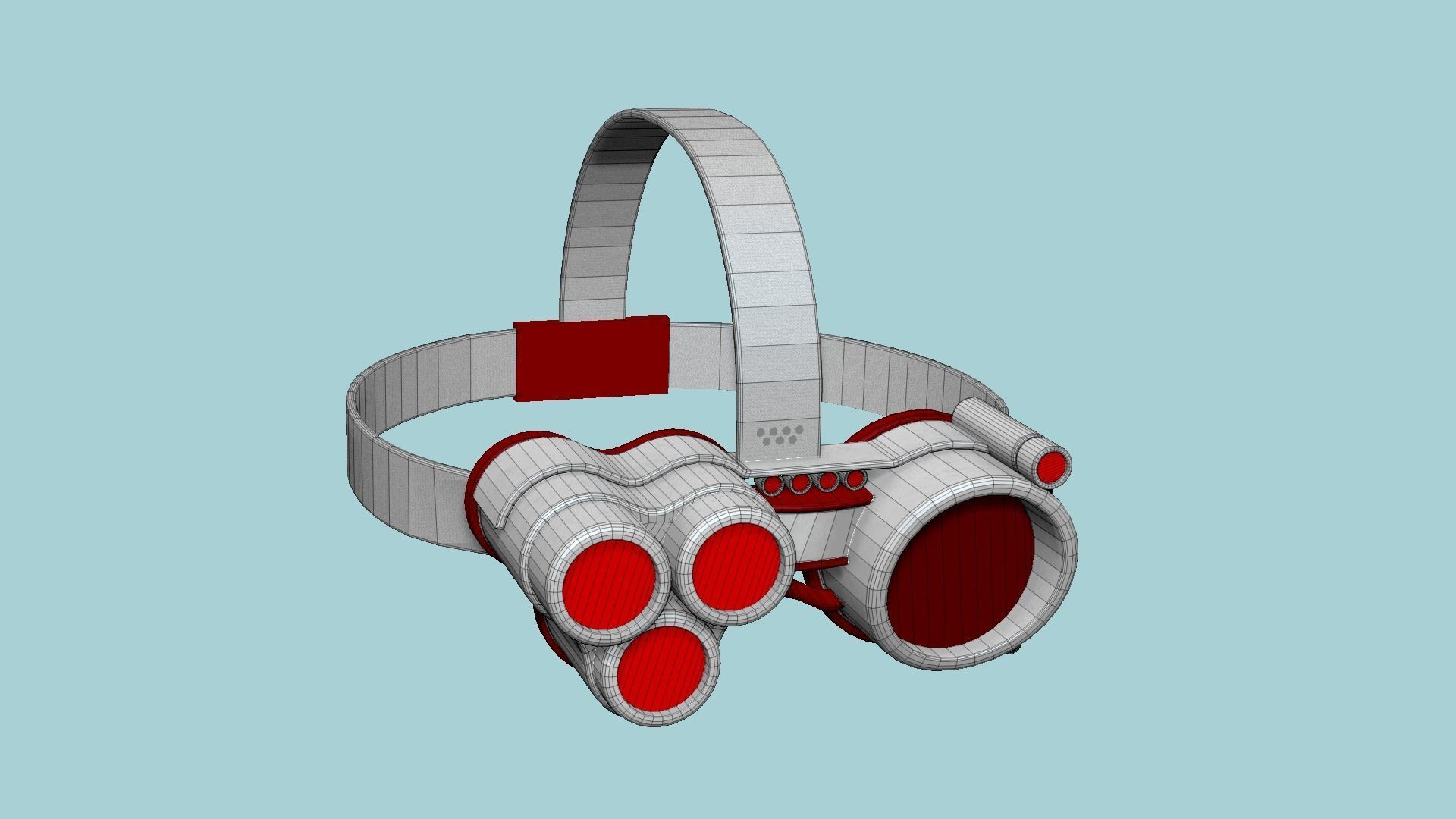 SciFi Glasses J06 White Red - Character Design Fashion Low-poly 3D model_6