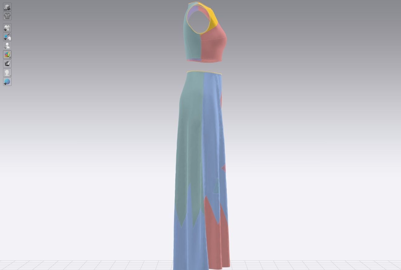 Pants and white blouse with an open belly with an Sadu print 3D model_17