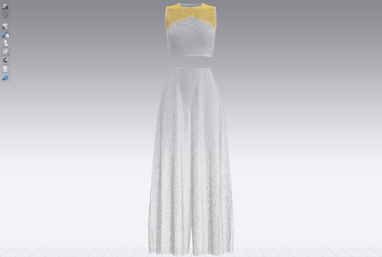 Pants and white blouse with an open belly with an Sadu print 3D model_9