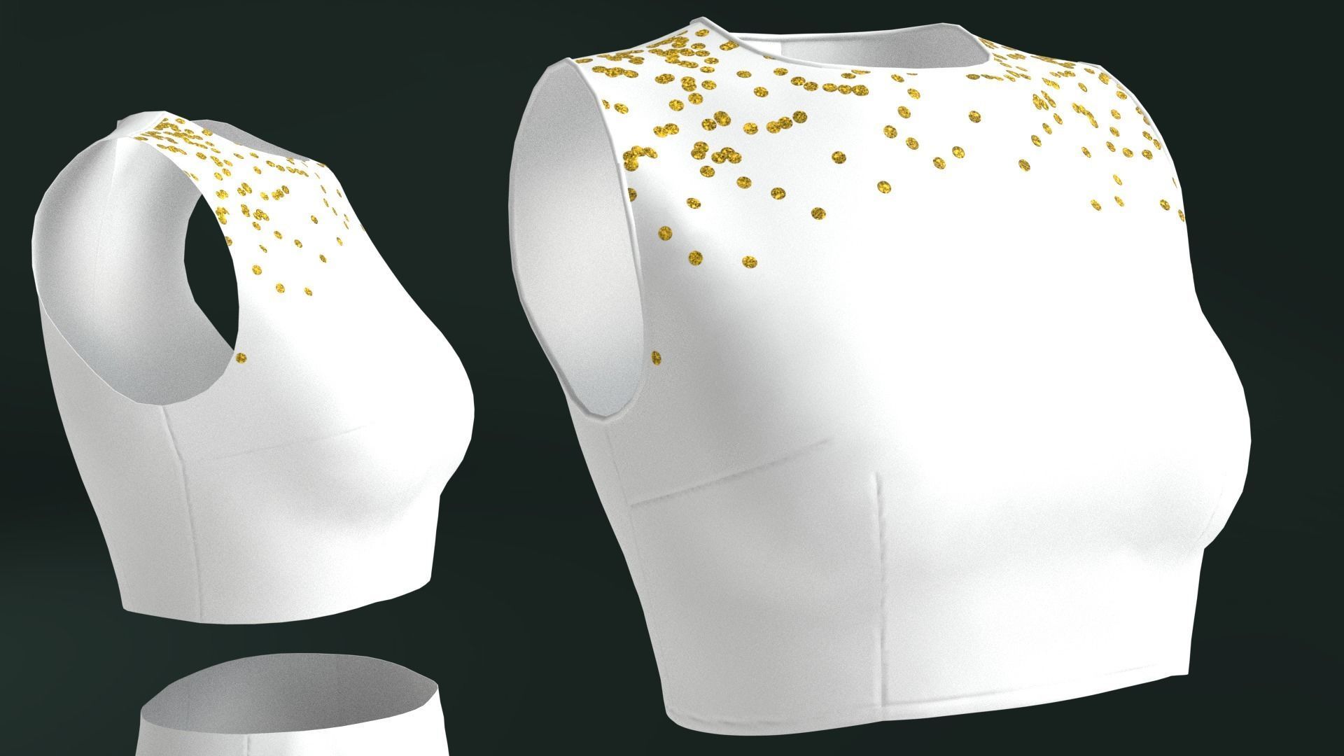 Pants and white blouse with an open belly with an Sadu print 3D model_3