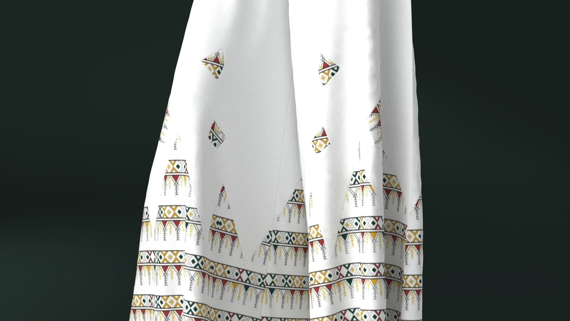 Pants and white blouse with an open belly with an Sadu print 3D model_4