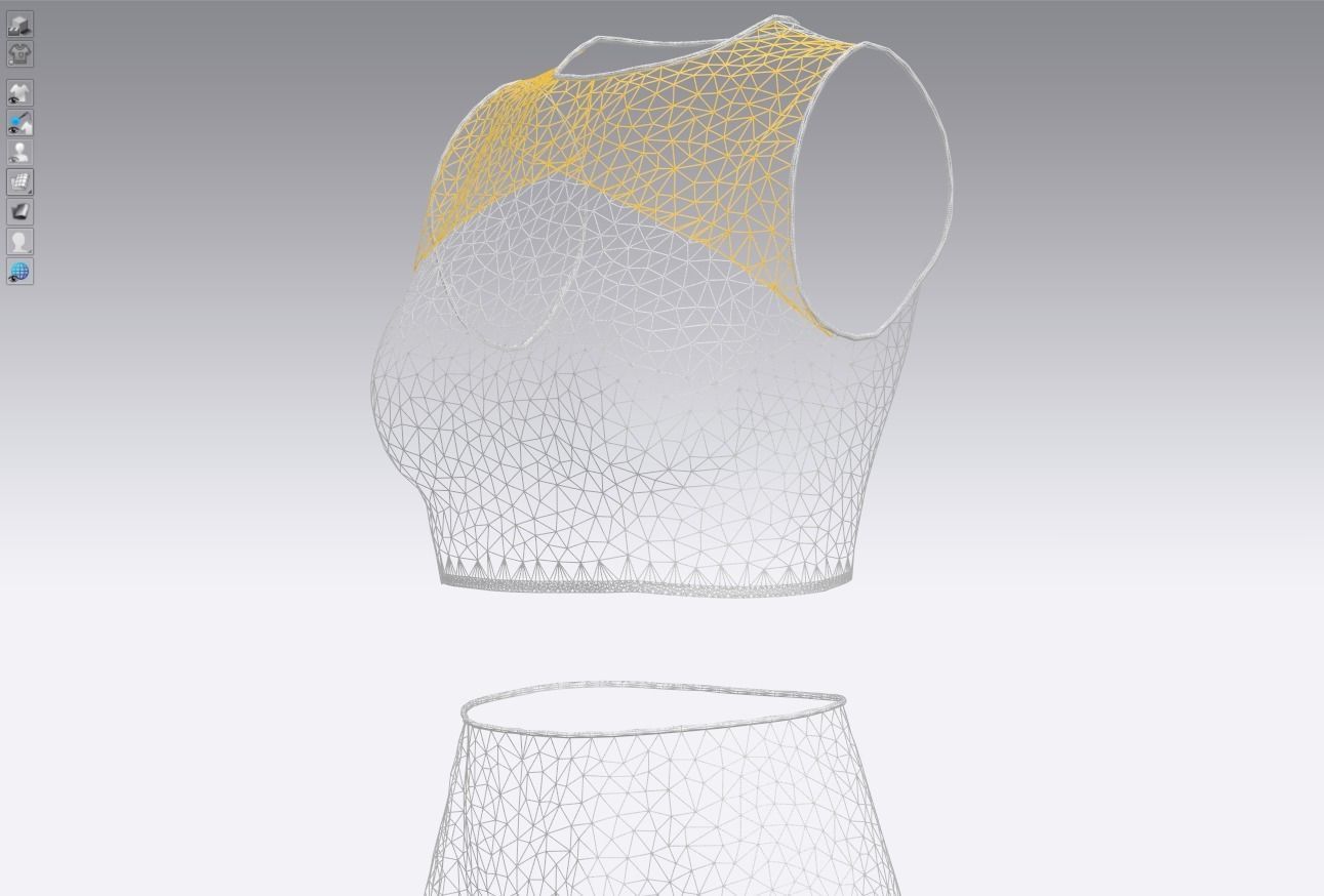 Pants and white blouse with an open belly with an Sadu print 3D model_13