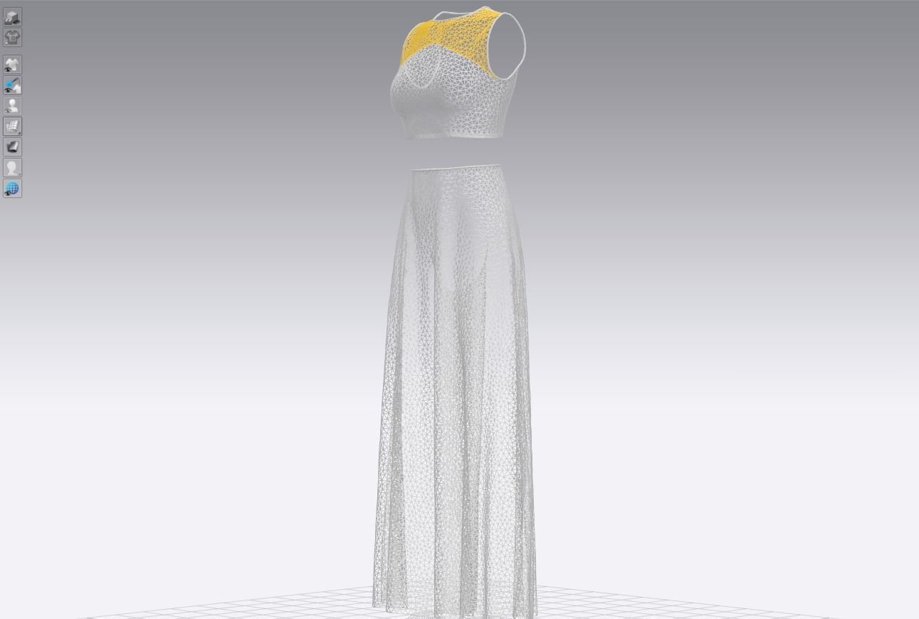 Pants and white blouse with an open belly with an Sadu print 3D model_10