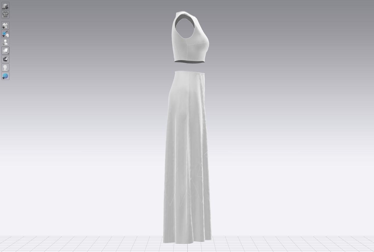 Pants and white blouse with an open belly with an Sadu print 3D model_7