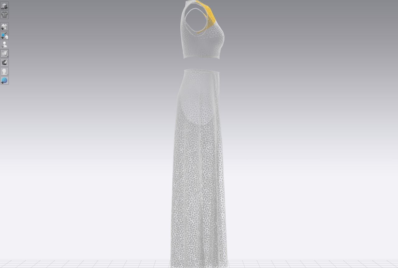 Pants and white blouse with an open belly with an Sadu print 3D model_11