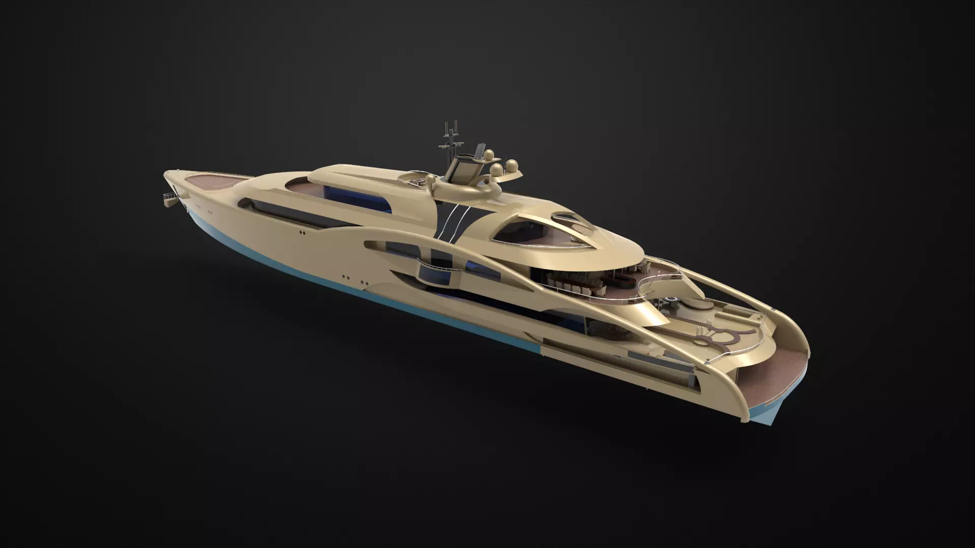 Mega yacht 3D model_0