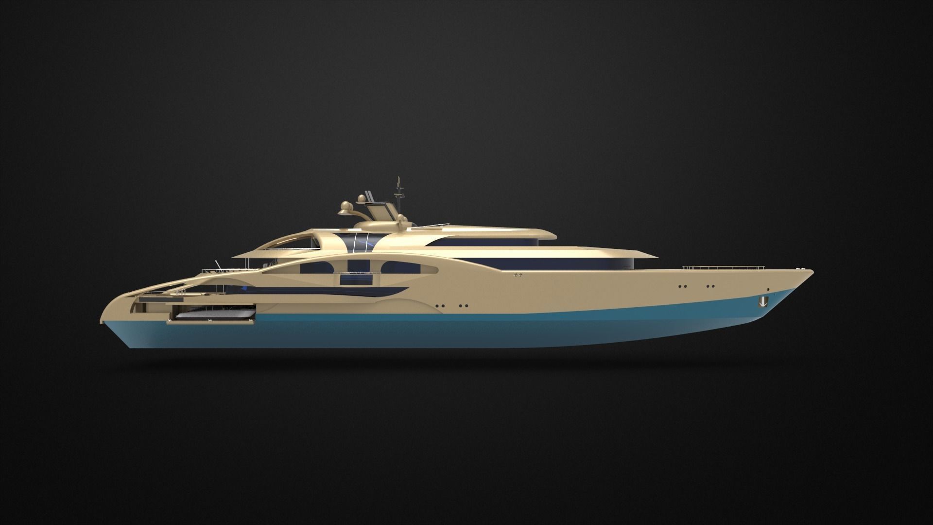Mega yacht 3D model_5