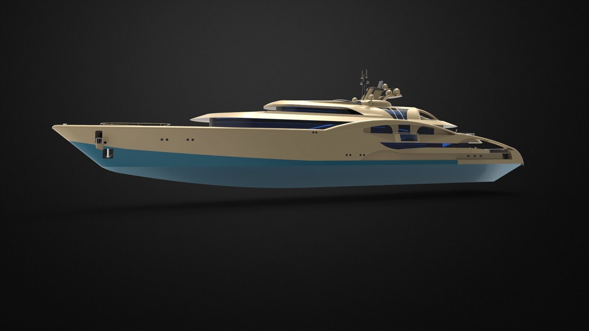 Mega yacht 3D model_4