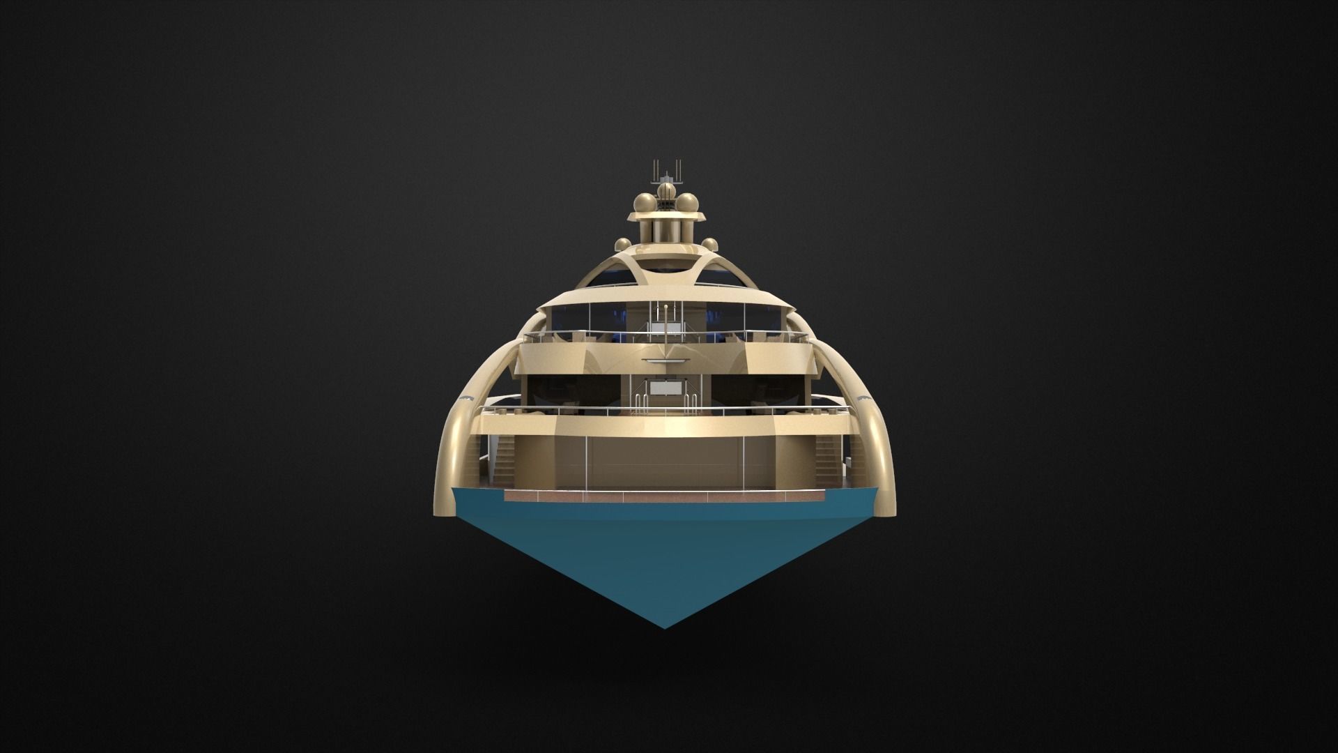 Mega yacht 3D model_9