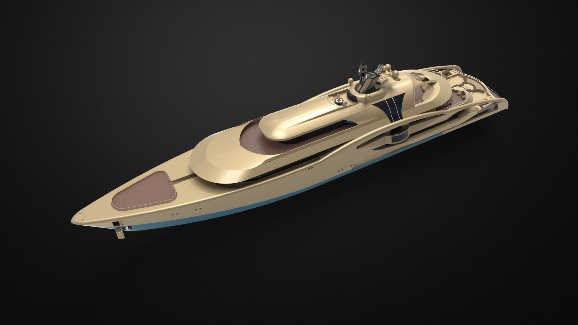 Mega yacht 3D model_2