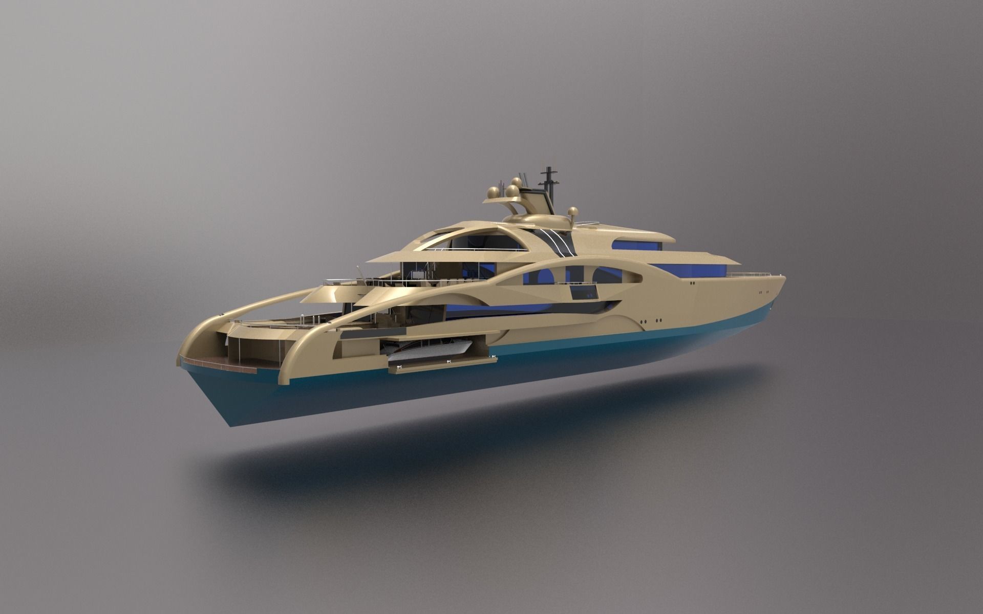 Mega yacht 3D model_7