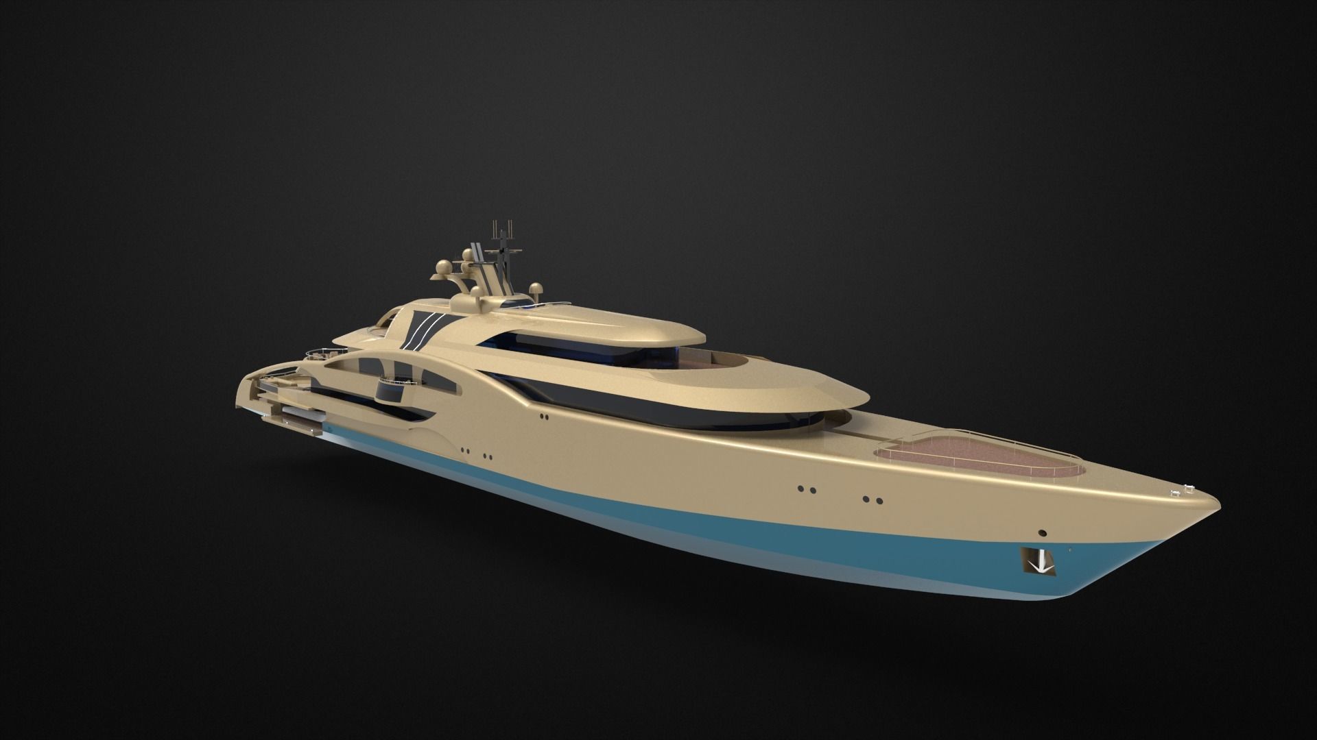 Mega yacht 3D model_6