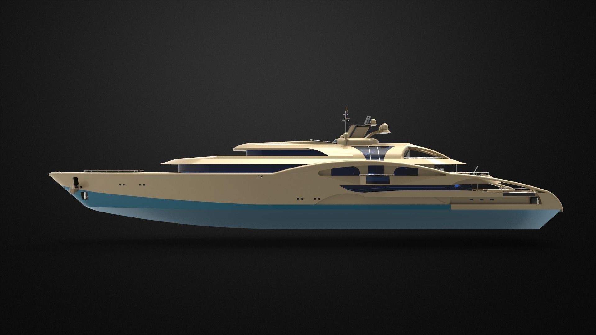 Mega yacht 3D model_3