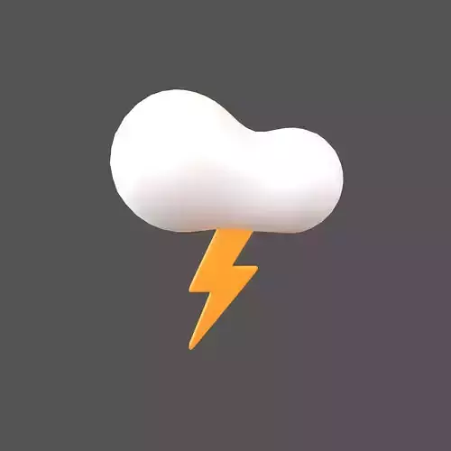 Cartoon Cloud With Lightning v2 001