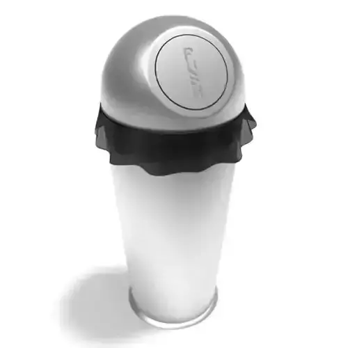 Domed Chrome Trash Can With Push Door Lid
