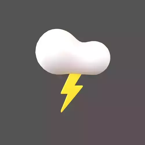 Cartoon Cloud With Lightning v2 002