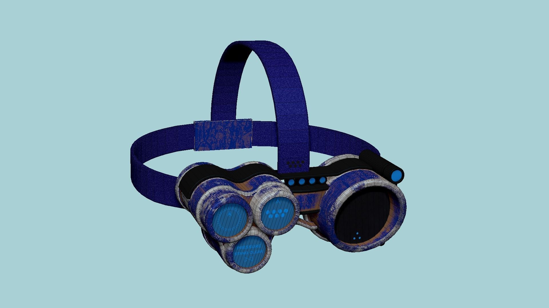 SciFi Glasses J10 Blue - Character Design Fashion Low-poly 3D model_6