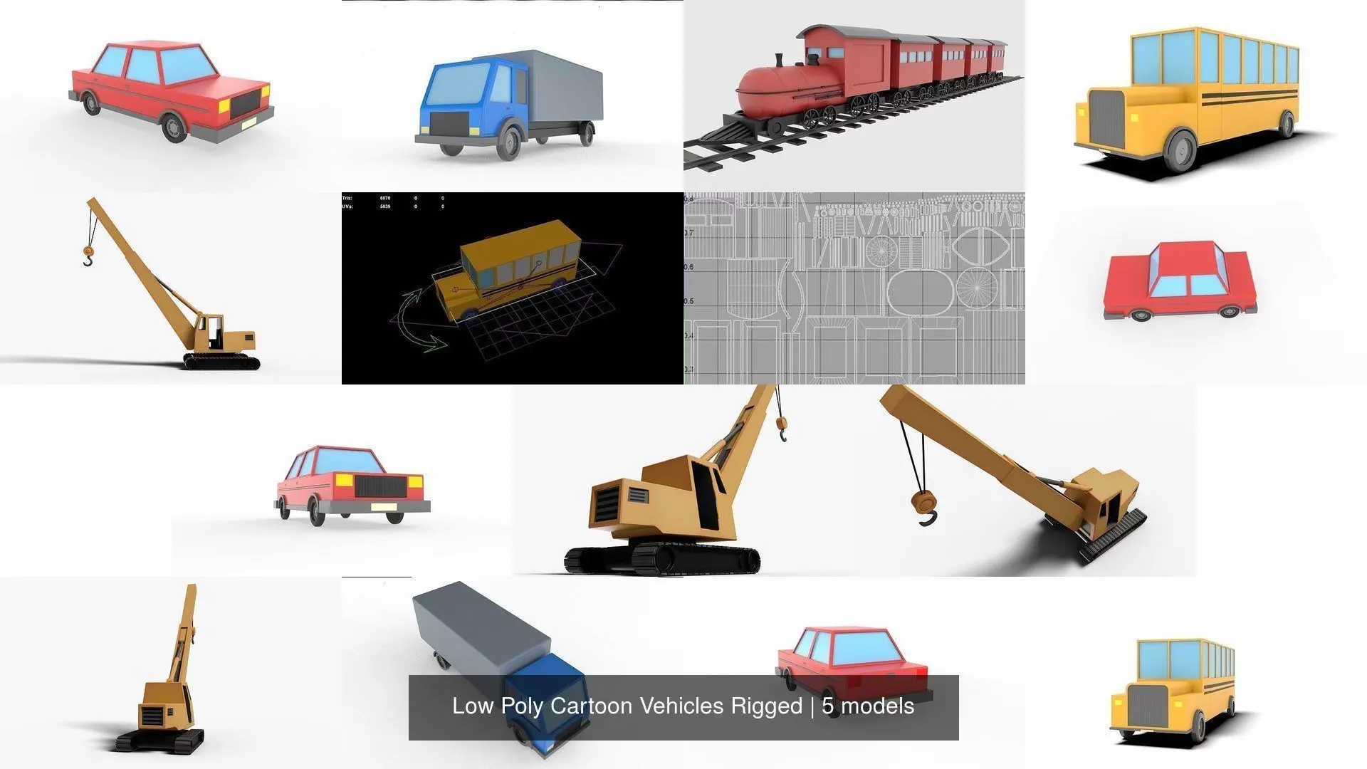 Low Poly Cartoon Vehicles Rigged 3D Model Collection_10