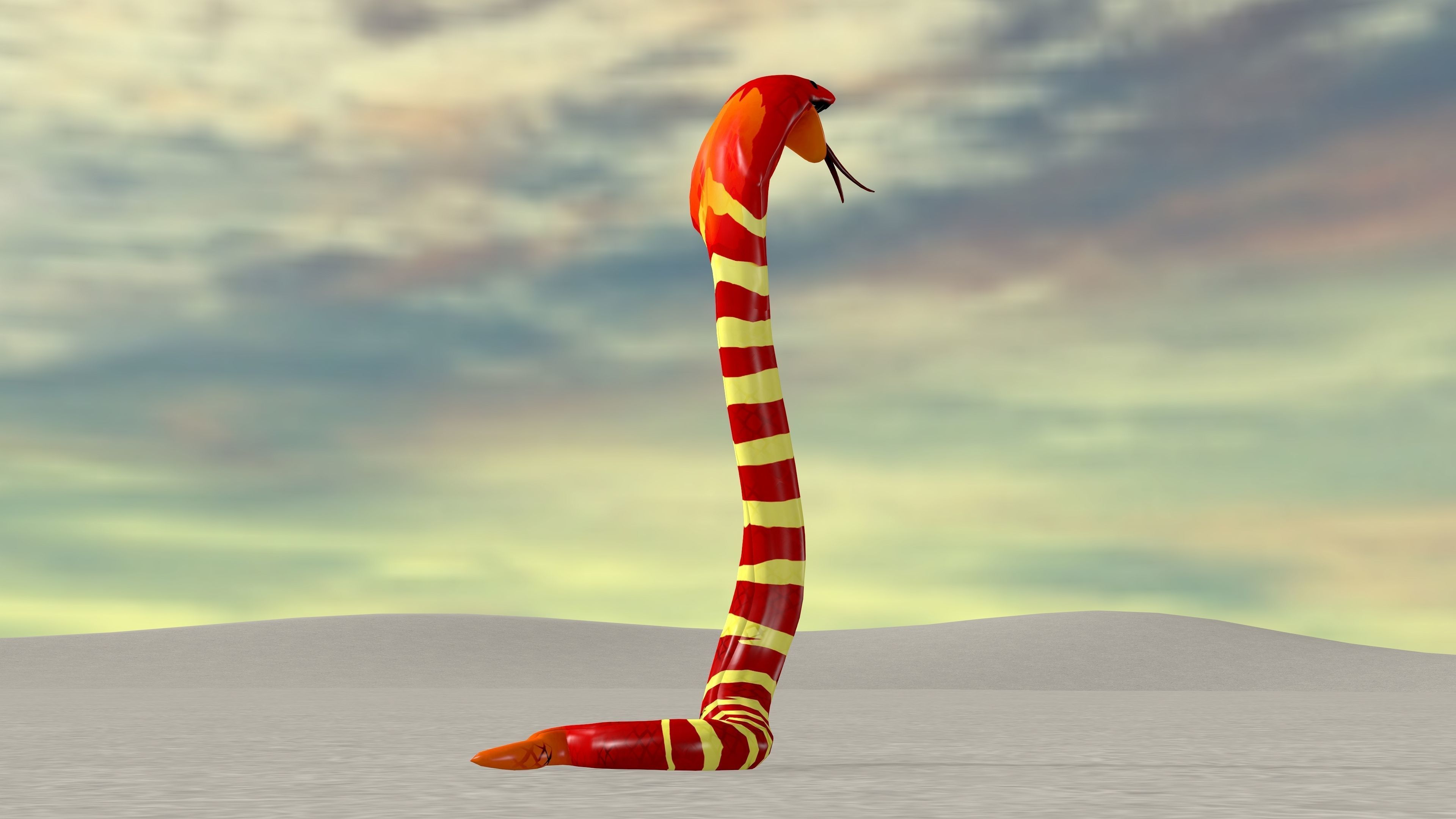 Snake with Animation Low-poly 3D model_4