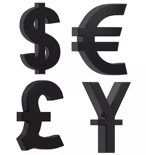 Currency Symbols Plastic Set 3D model