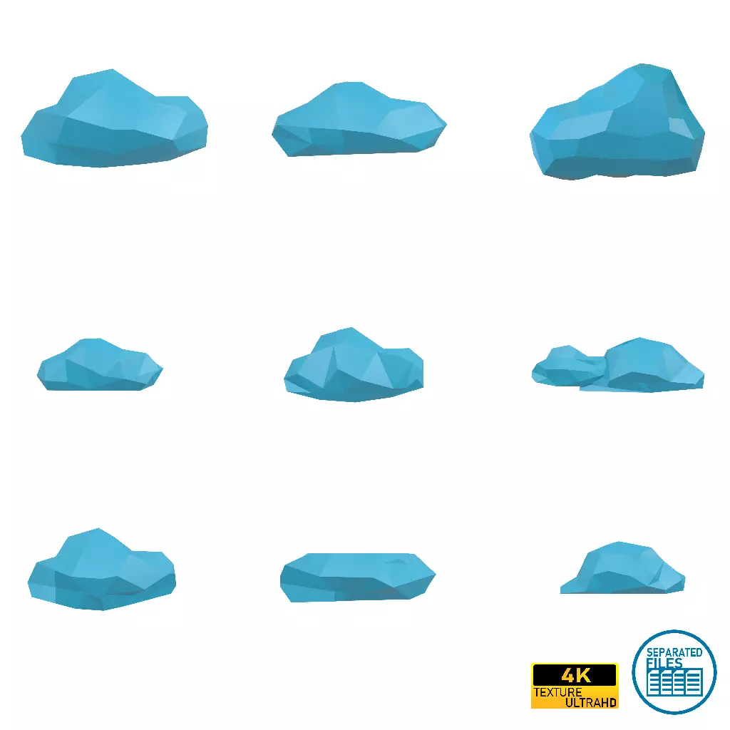 Polygonal Cloud 001 Pack V1 Low-poly 3D model_0