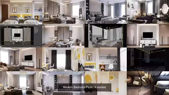 Modern Bedroom Pack 3D Model Collection