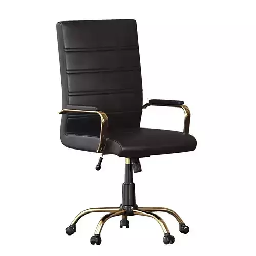 Black High Back Leather Chair FLGO 2286H BK GLD GG