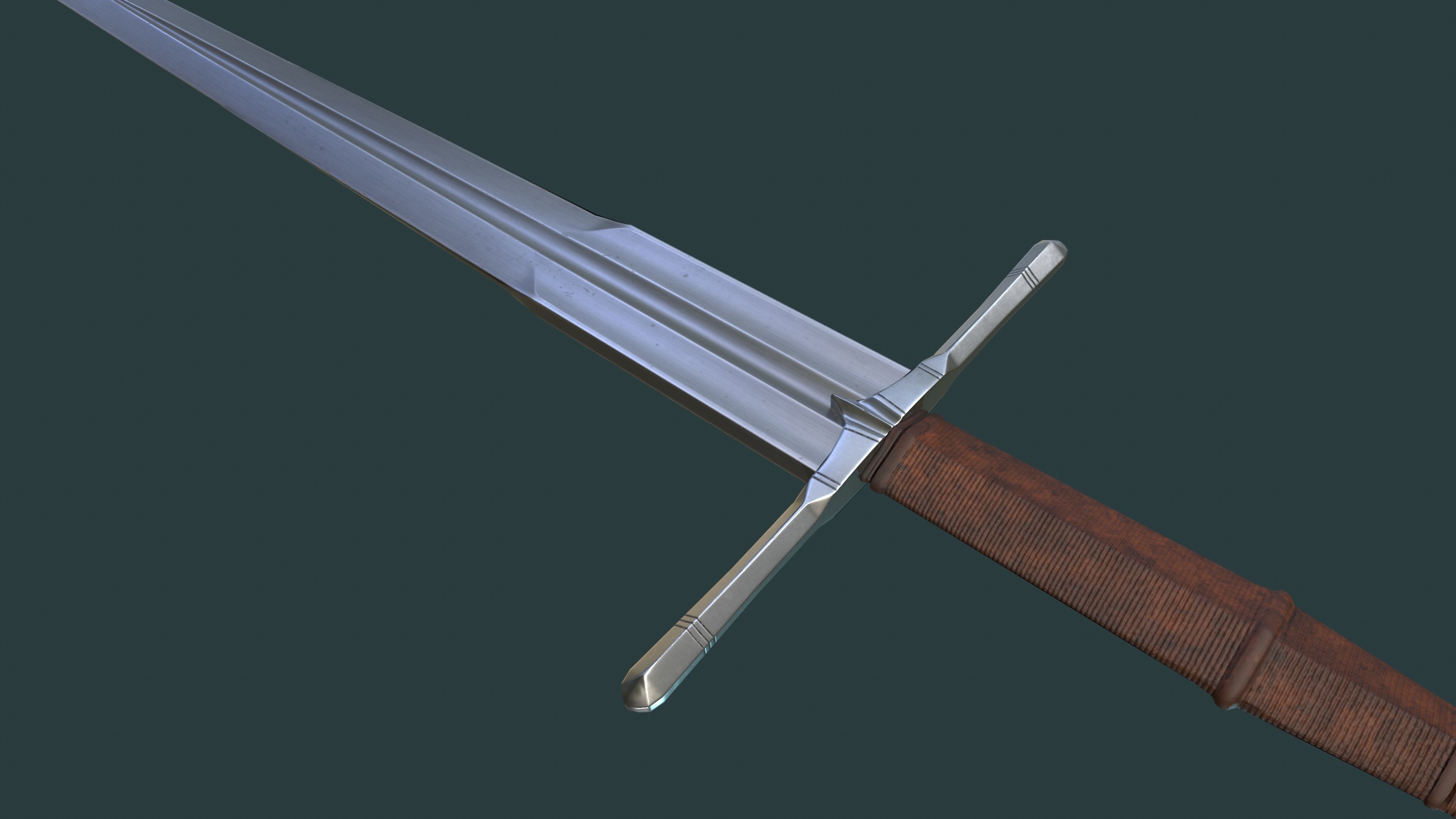 Albion Viceroy Medieval Sword PBR game ready Low-poly 3D model_3