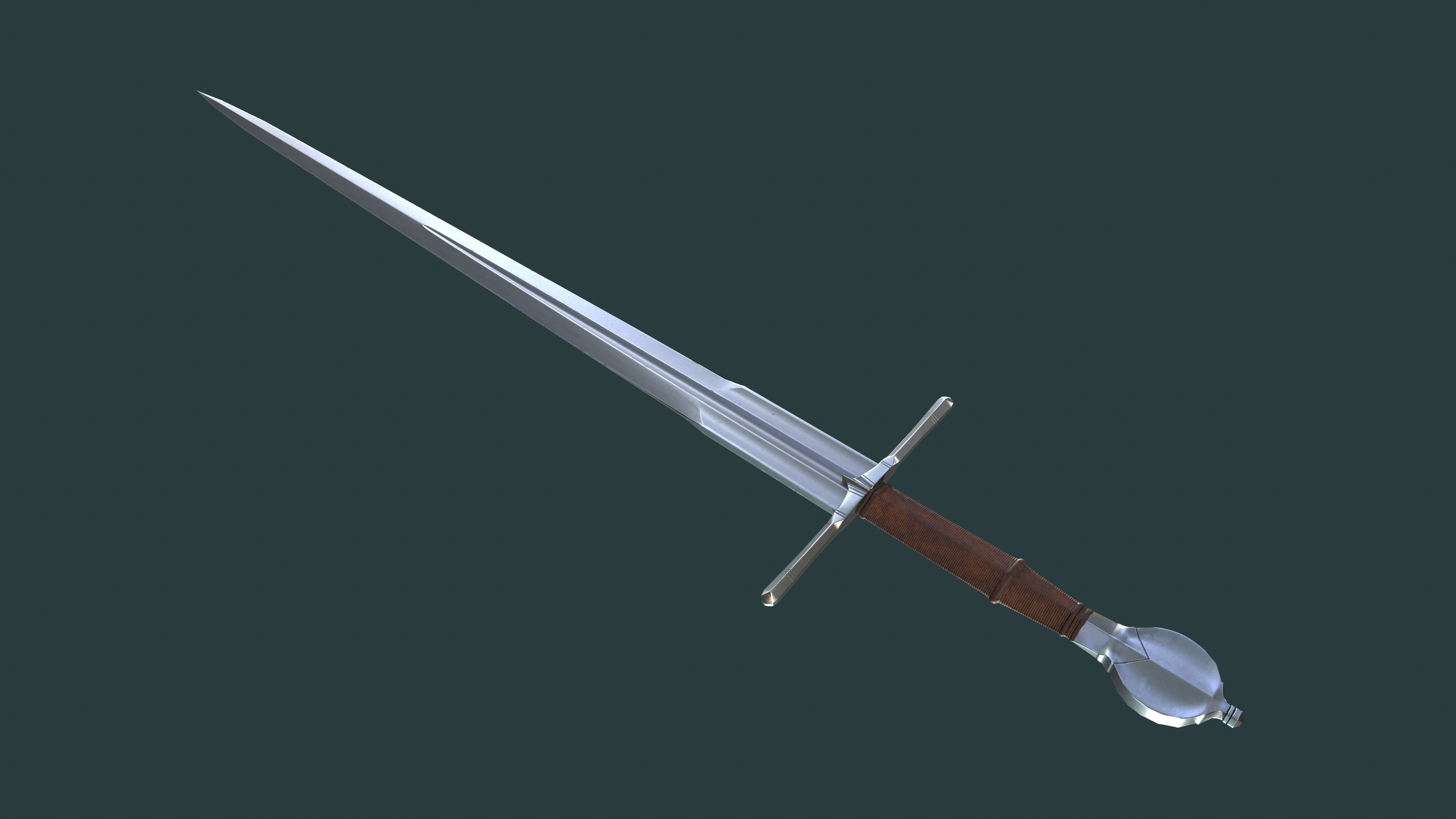 Albion Viceroy Medieval Sword PBR game ready Low-poly 3D model_1
