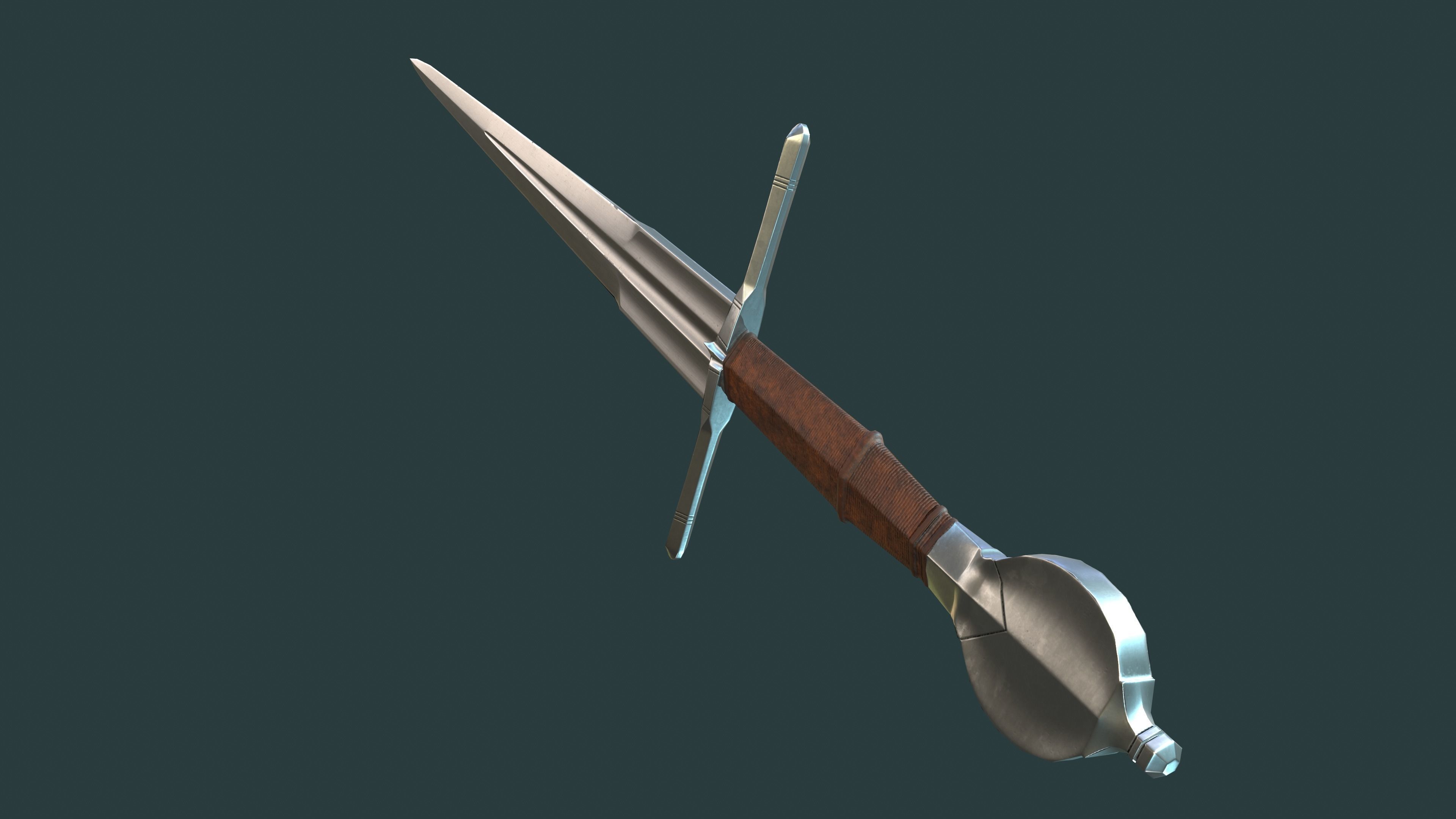 Albion Viceroy Medieval Sword PBR game ready Low-poly 3D model_4