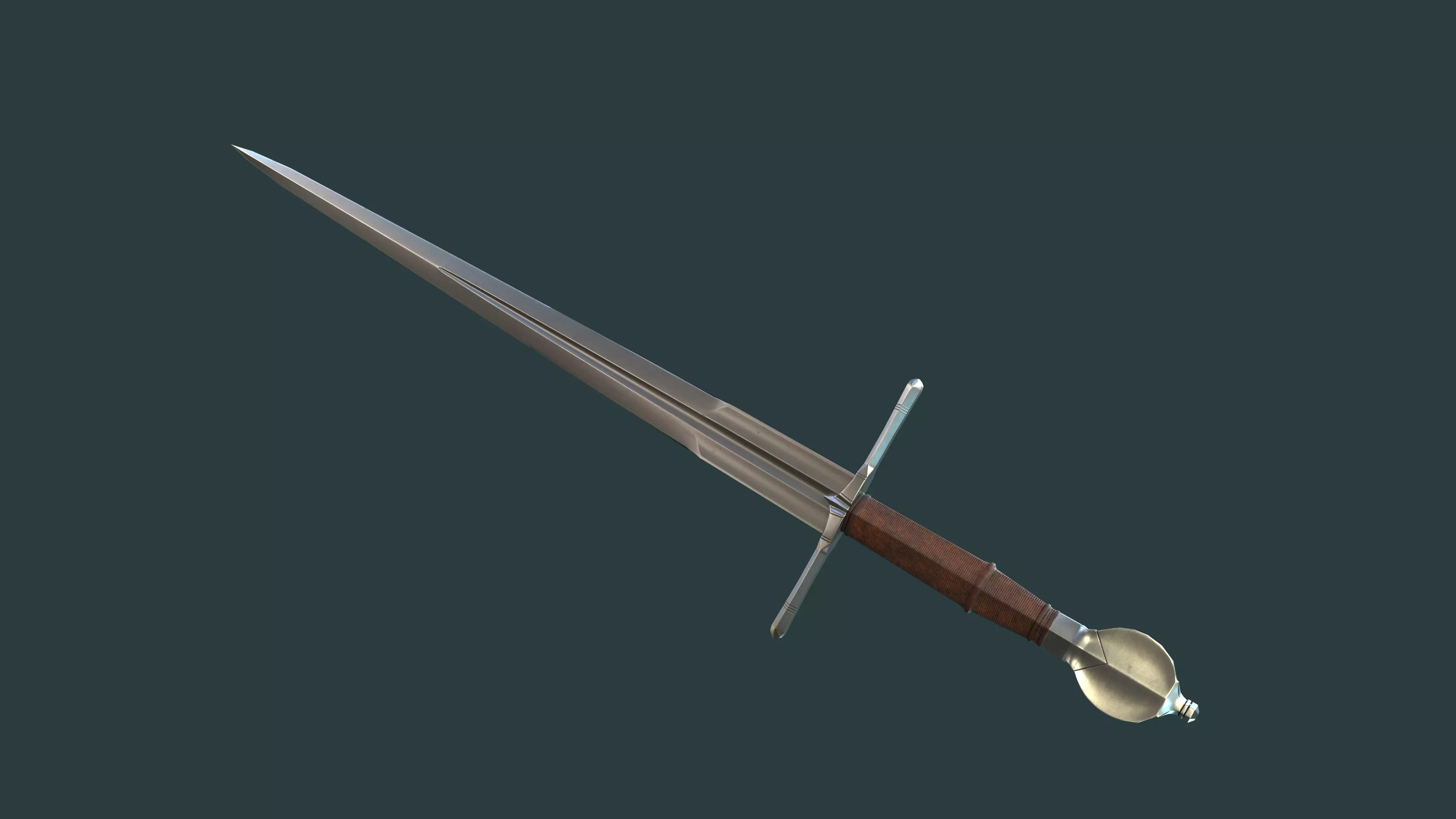 Albion Viceroy Medieval Sword PBR game ready Low-poly 3D model_0