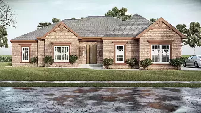 Traditional Style wood house Craftsman Exterior 3D model