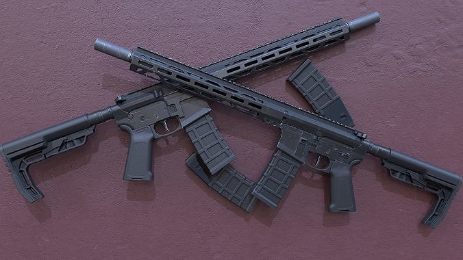 Game Ready Military Rifle AR-15 Low Poly 3D Low-poly 3D model