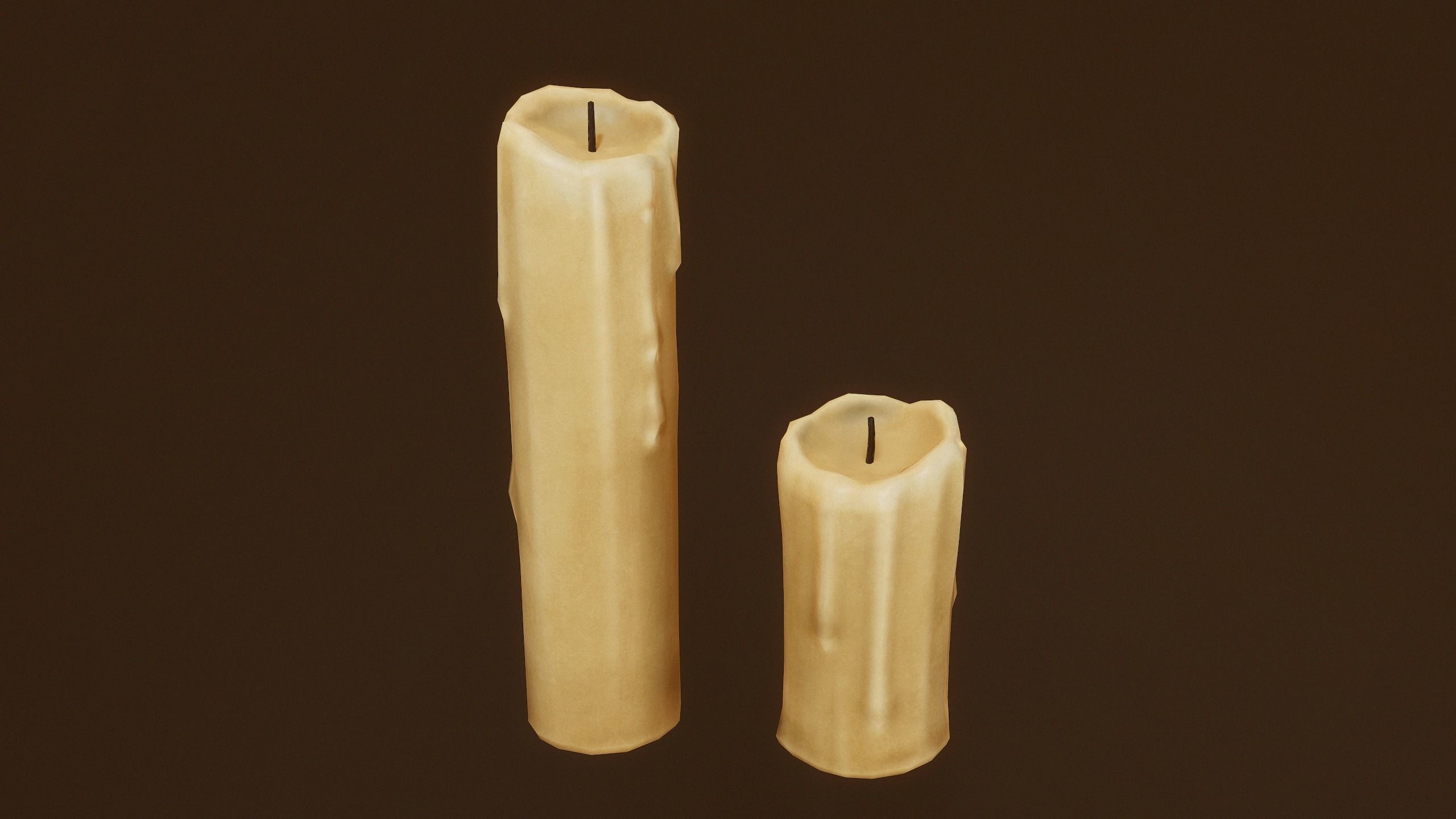 Candles Candlestick - PBR Game Ready Low-poly 3D model_8