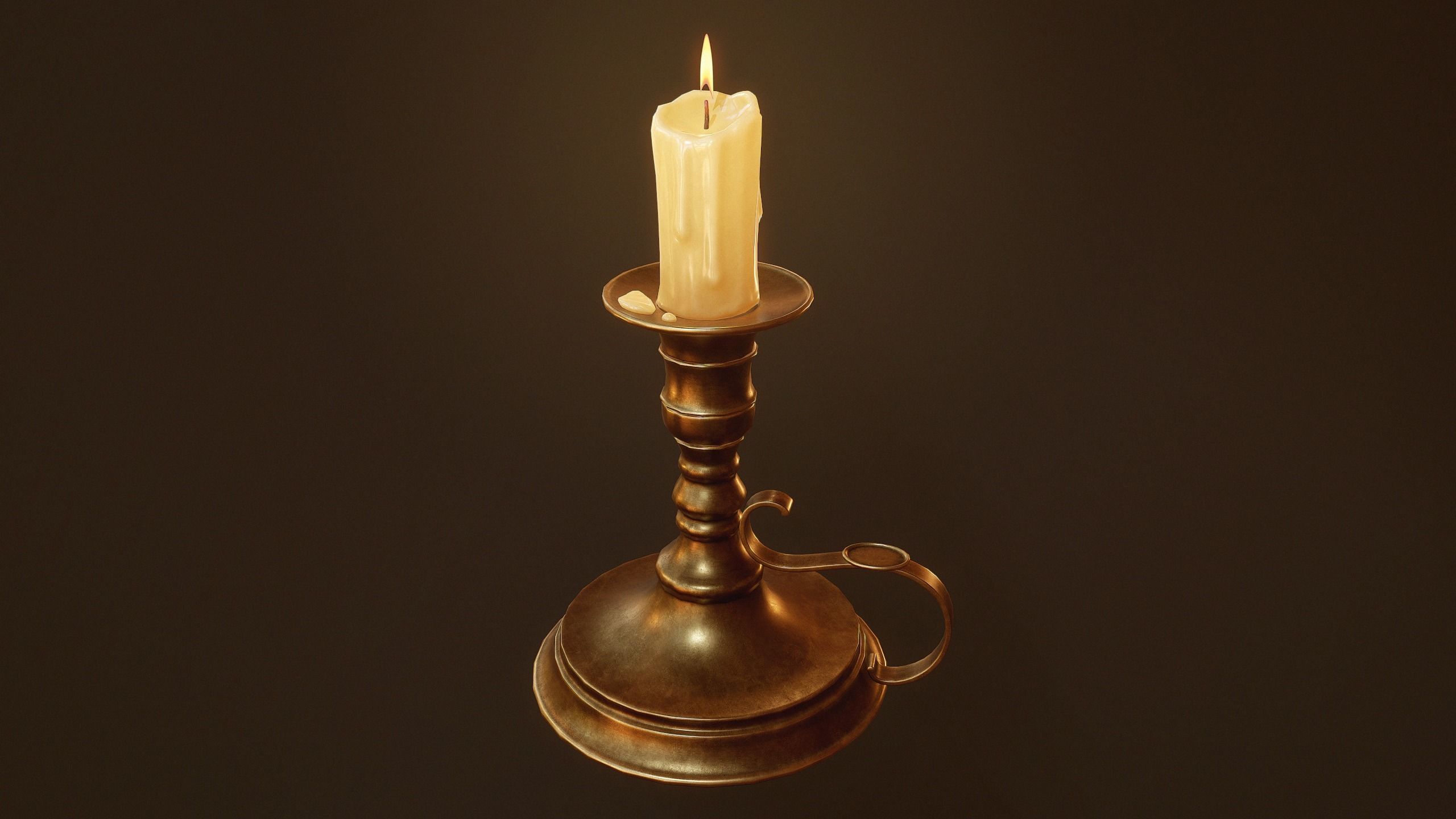 Candles Candlestick - PBR Game Ready Low-poly 3D model_5