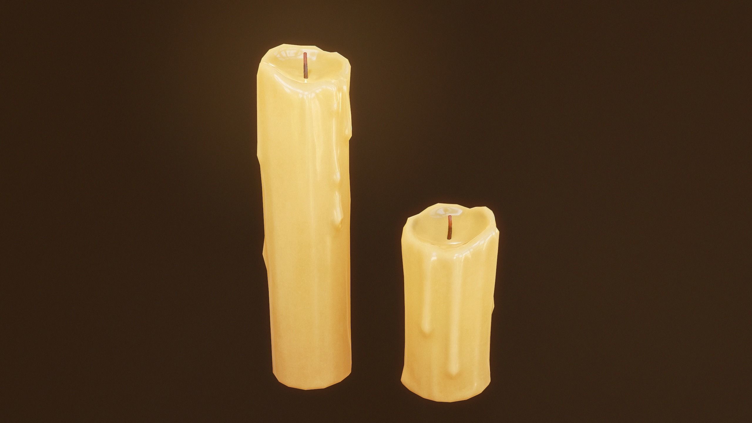 Candles Candlestick - PBR Game Ready Low-poly 3D model_7