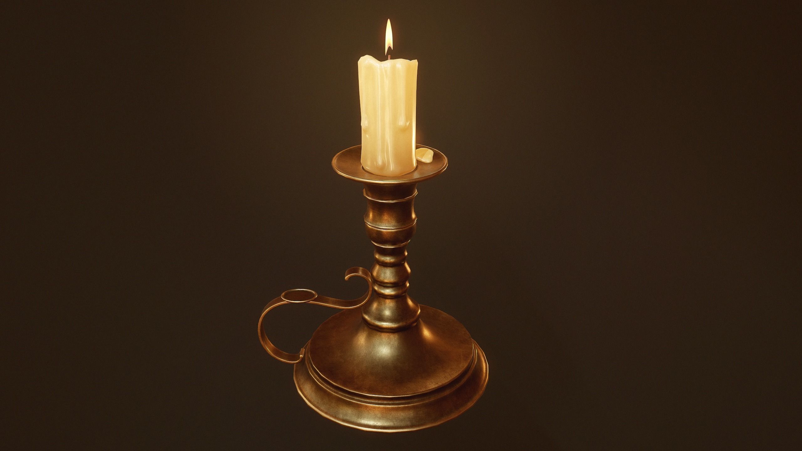 Candles Candlestick - PBR Game Ready Low-poly 3D model_9