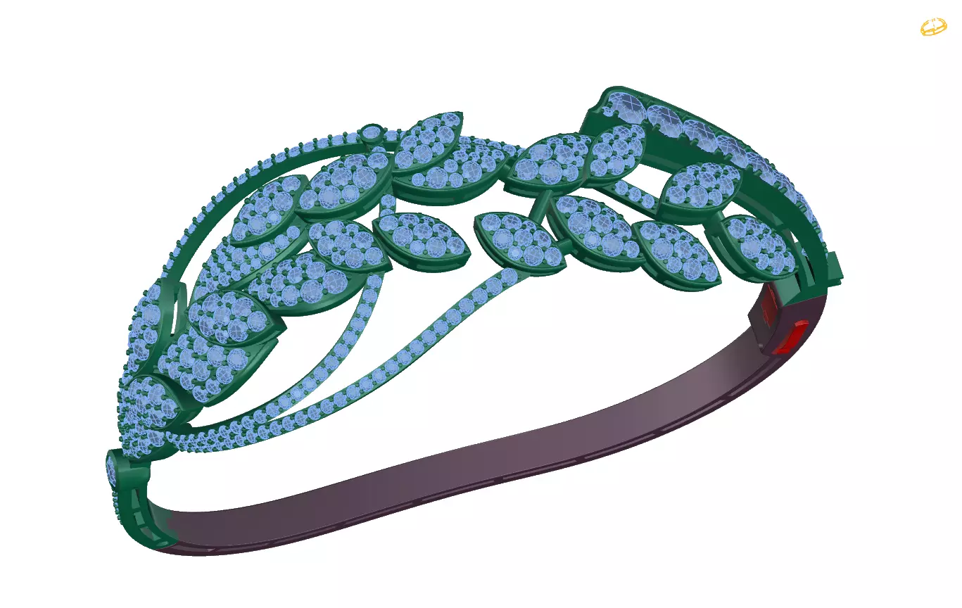 bracelet emerald and diamond headband 3D print model_0