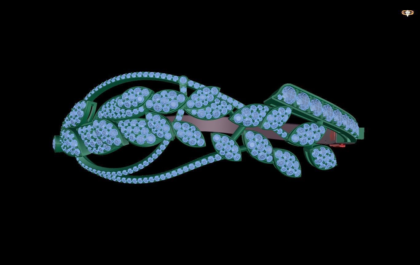 bracelet emerald and diamond headband 3D print model_1