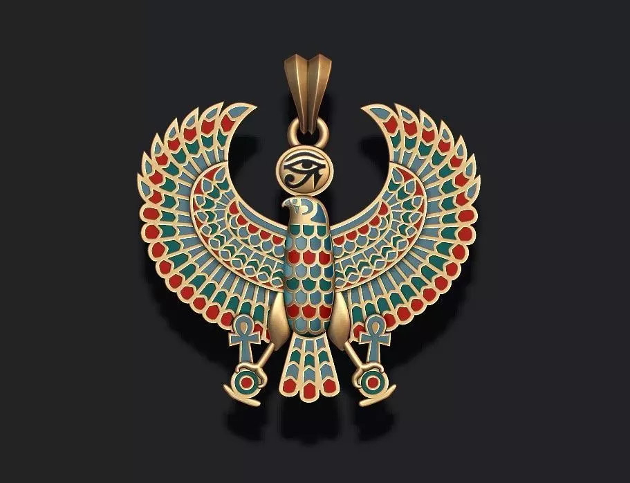 Egyptian Horus Falcon God enamel pendant 3D print model