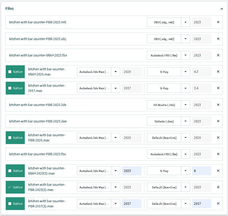 Kitchen with bar counter 3D model_15