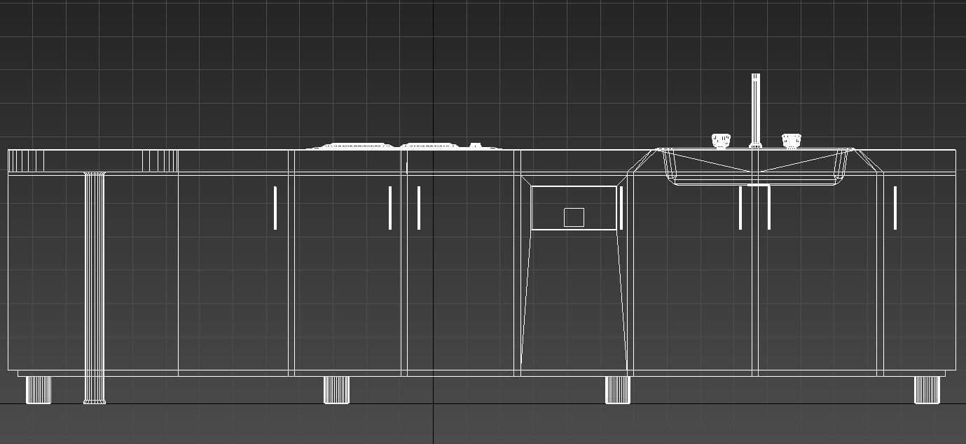 Kitchen with bar counter 3D model_11