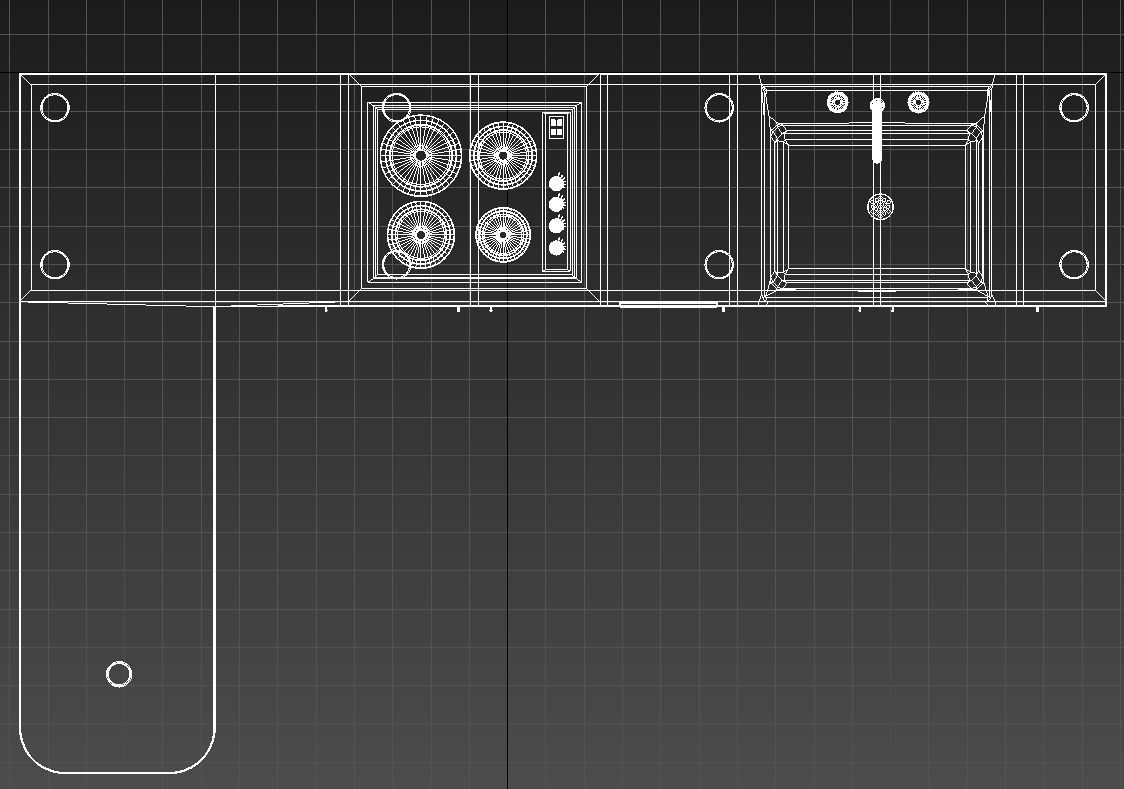 Kitchen with bar counter 3D model_14