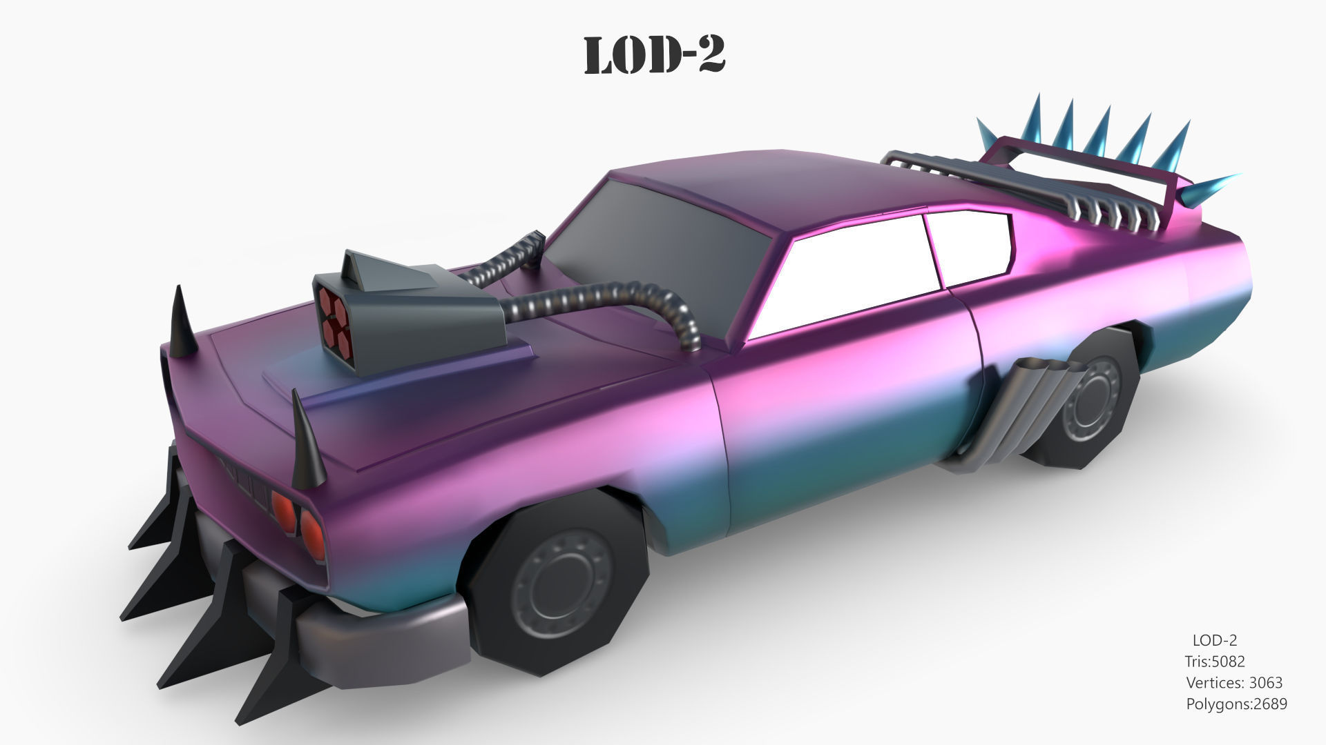 Lowpoly  Post Apocalyptic Car Sets  Low-poly 3D model_51