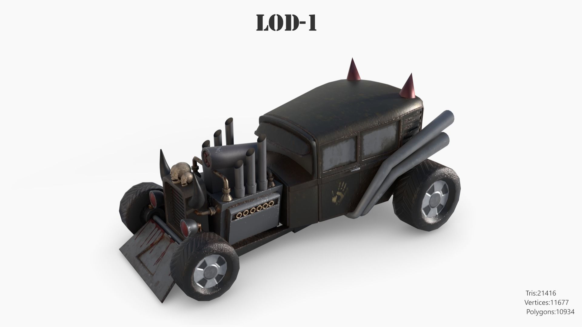 Lowpoly  Post Apocalyptic Car Sets  Low-poly 3D model_119