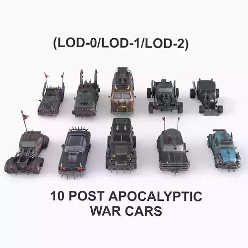 Lowpoly  Post Apocalyptic Car Sets 