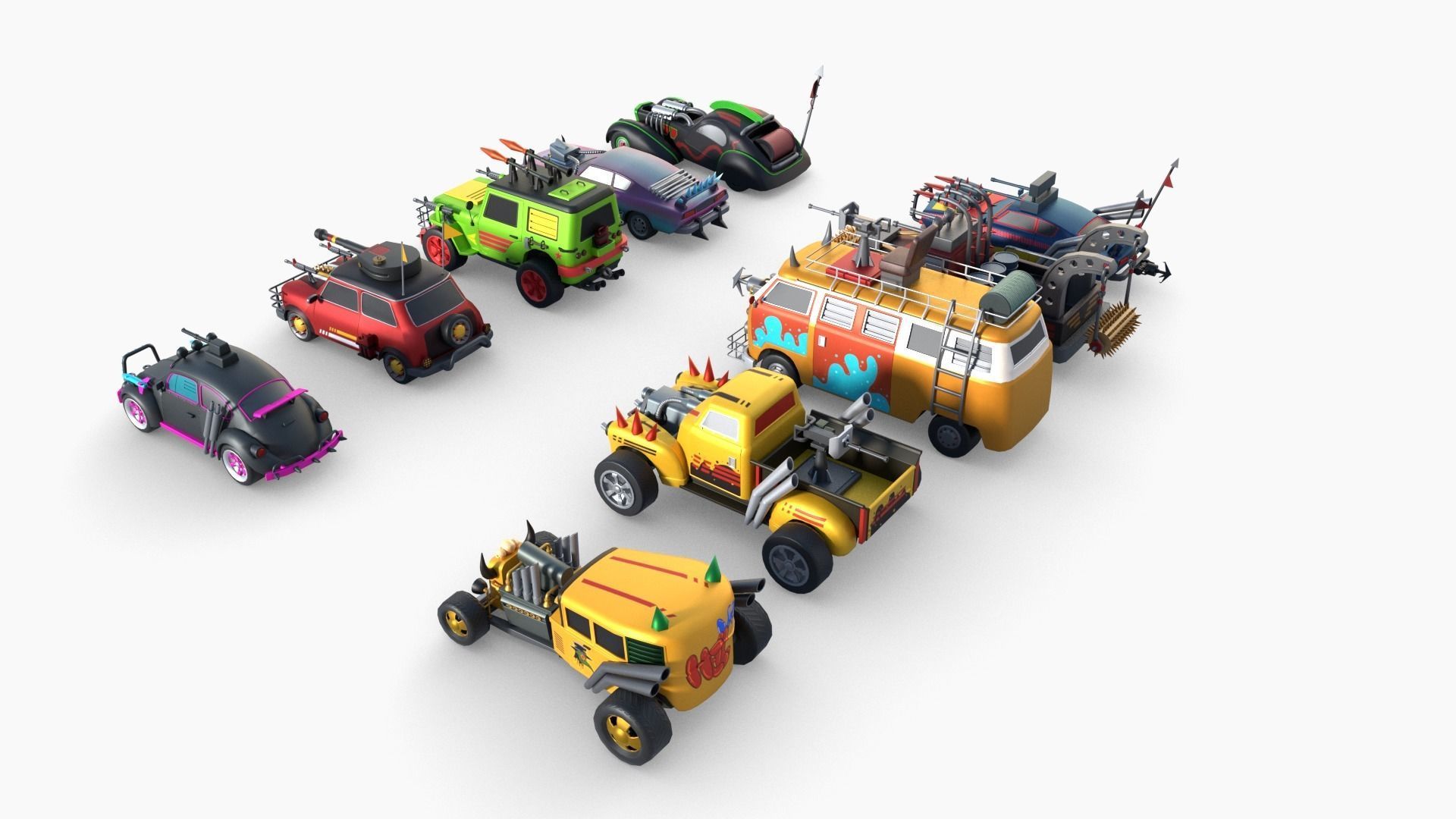 Lowpoly  Post Apocalyptic Car Sets  Low-poly 3D model_42