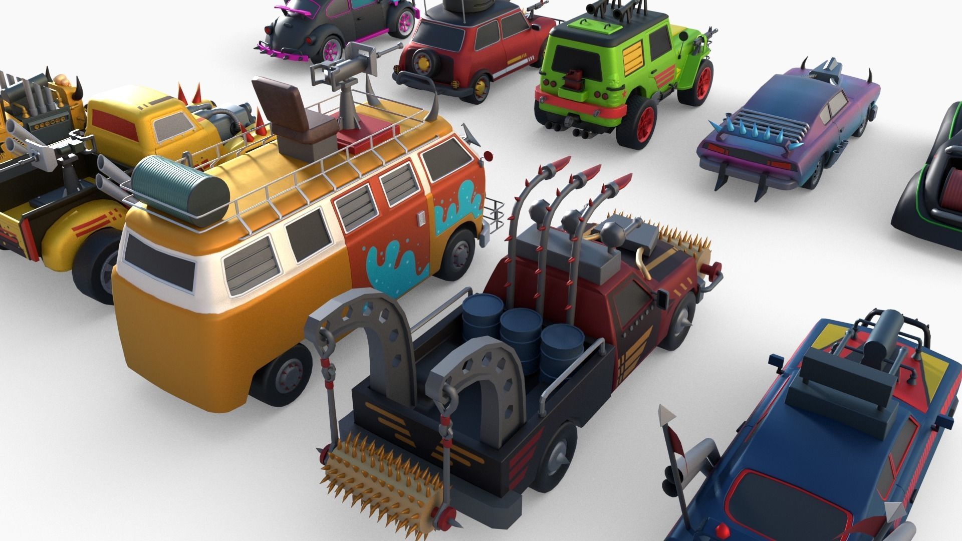 Lowpoly  Post Apocalyptic Car Sets  Low-poly 3D model_43