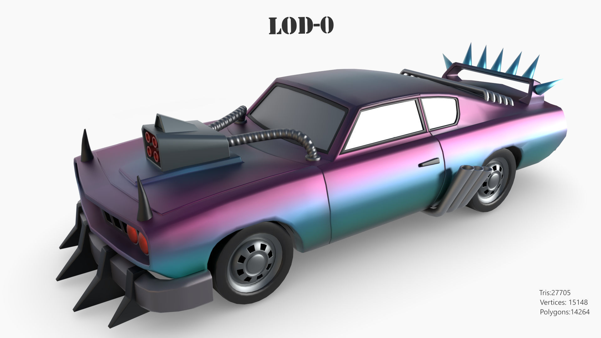 Lowpoly  Post Apocalyptic Car Sets  Low-poly 3D model_49